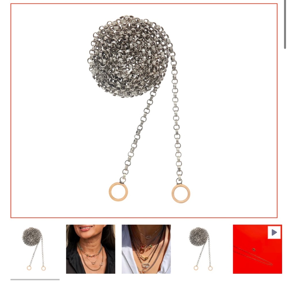 SOLD Rolo chain necklace in silver with yellow gold hoops 22”